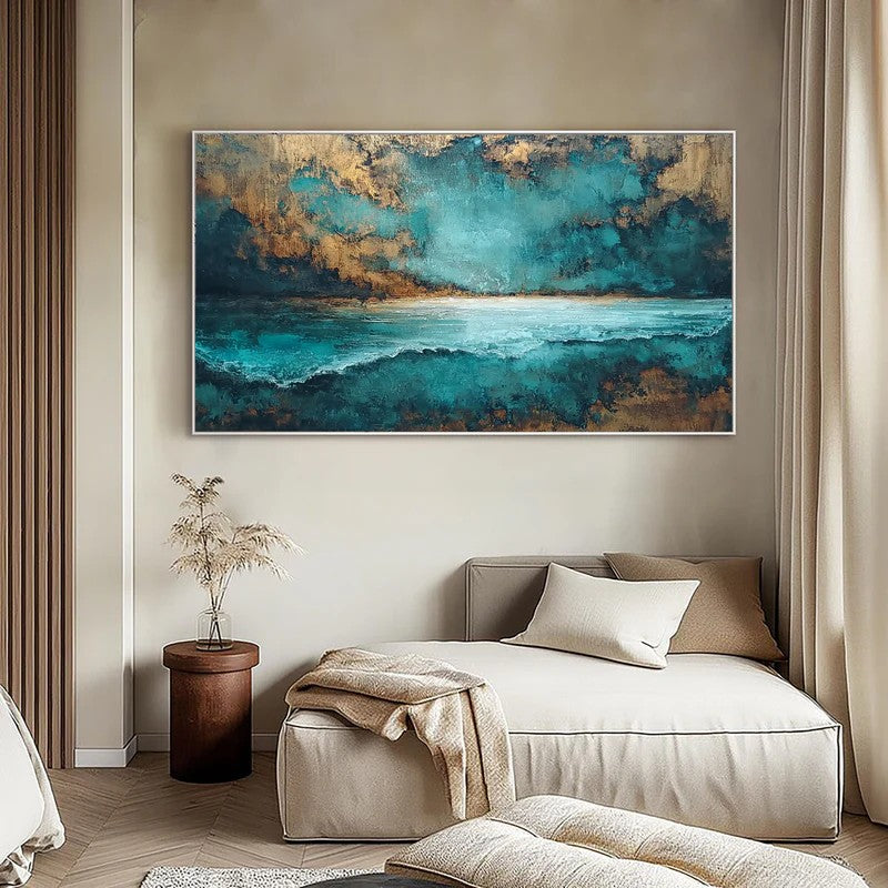 Artura Paint | TEXTURED COASTAL ABSTRACT I TEAL GOLD