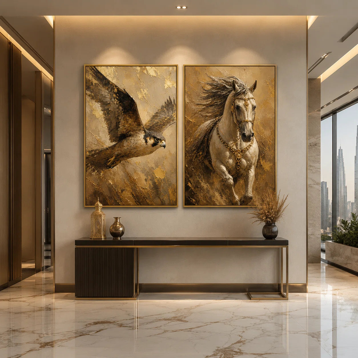 Artura Paint | إرث البلاتين: أصداء متناظرة (مجموعة ثنائية اللوحات مخصصة للعرض الفني)