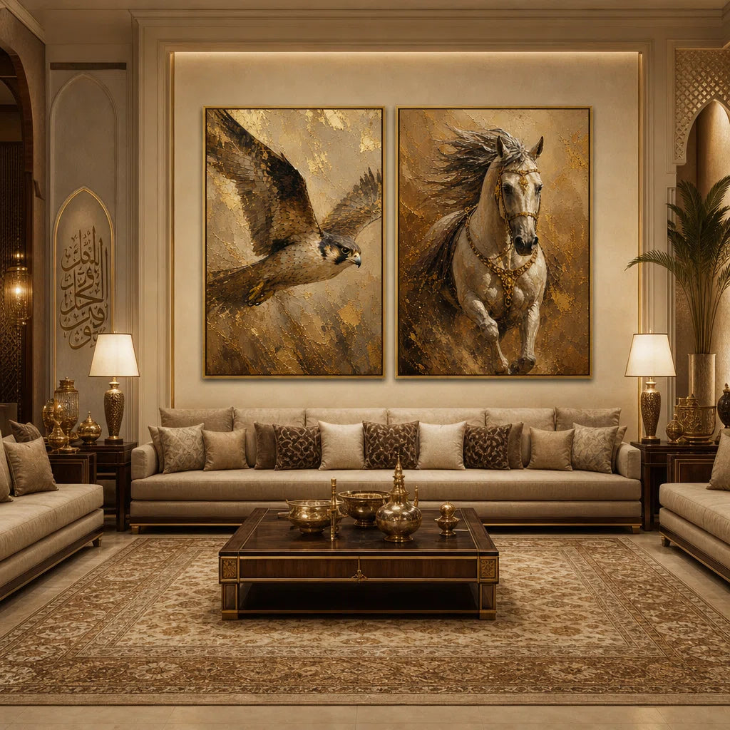 Artura Paint | إرث البلاتين: أصداء متناظرة (مجموعة ثنائية اللوحات مخصصة للعرض الفني)