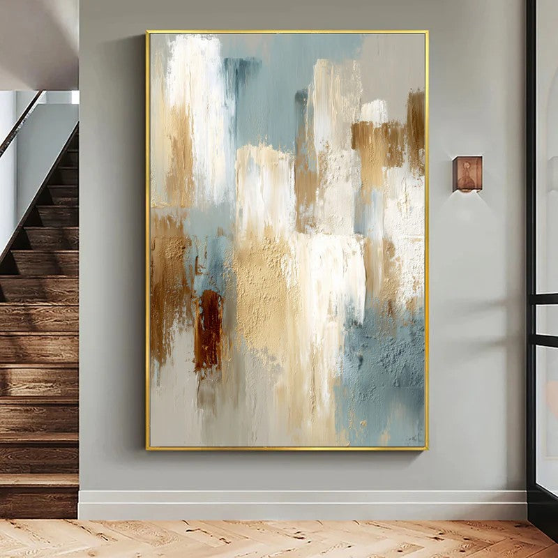 Artura Paint | تناغم ضربات الفرشاة التجريدية I الأزرق والذهبي