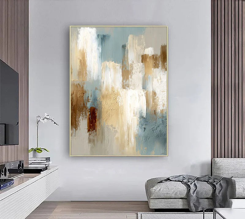 Artura Paint | تناغم ضربات الفرشاة التجريدية I الأزرق والذهبي