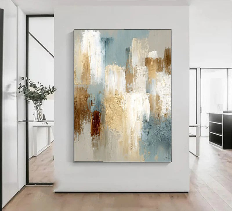 Artura Paint | تناغم ضربات الفرشاة التجريدية I الأزرق والذهبي