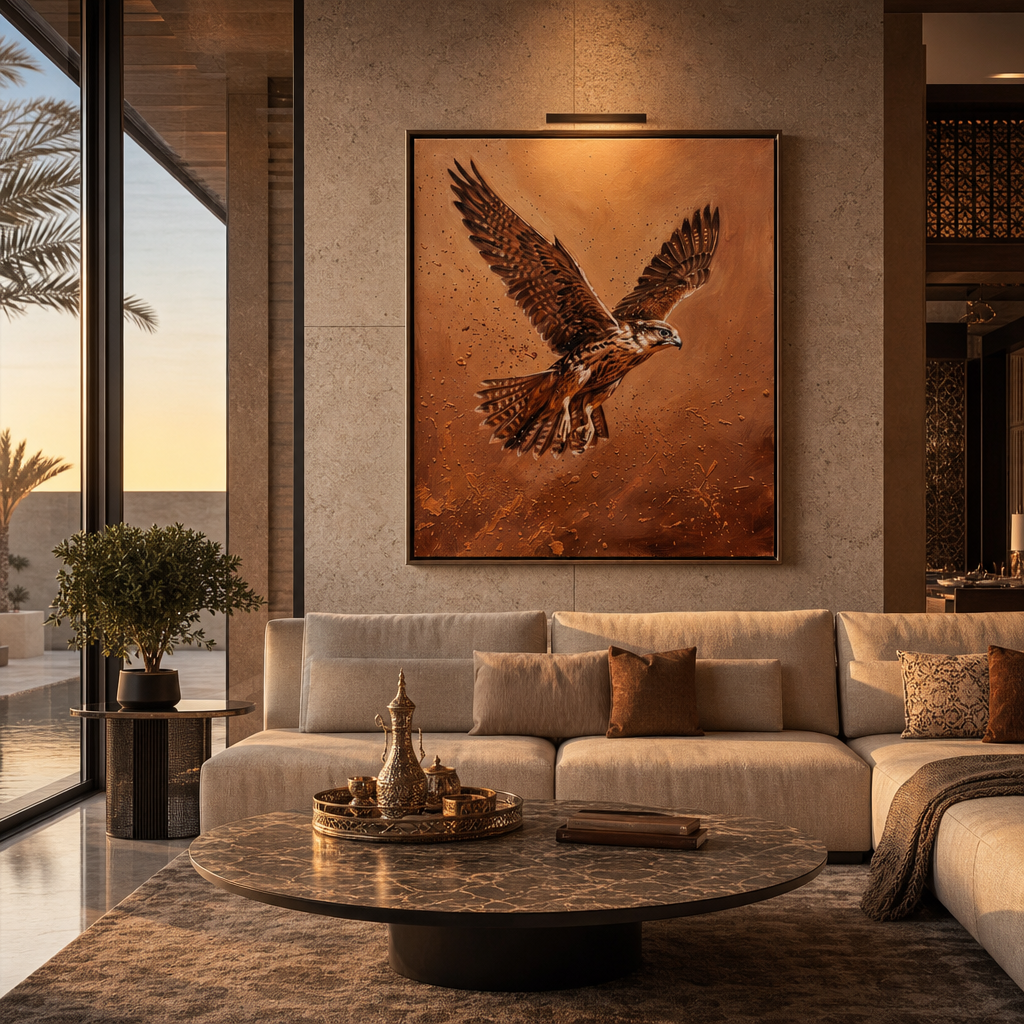 Artura Paint | روح الصقر: لوحة زيتية ثلاثية الأبعاد بلمسة بارزة فاخرة