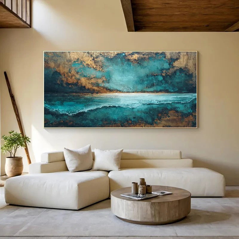 Artura Paint | TEXTURED COASTAL ABSTRACT I TEAL GOLD