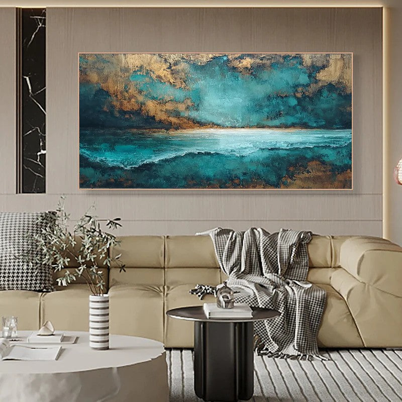 Artura Paint | TEXTURED COASTAL ABSTRACT I TEAL GOLD