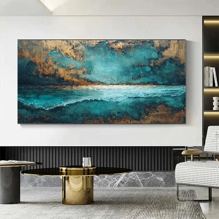 Artura Paint | TEXTURED COASTAL ABSTRACT I TEAL GOLD