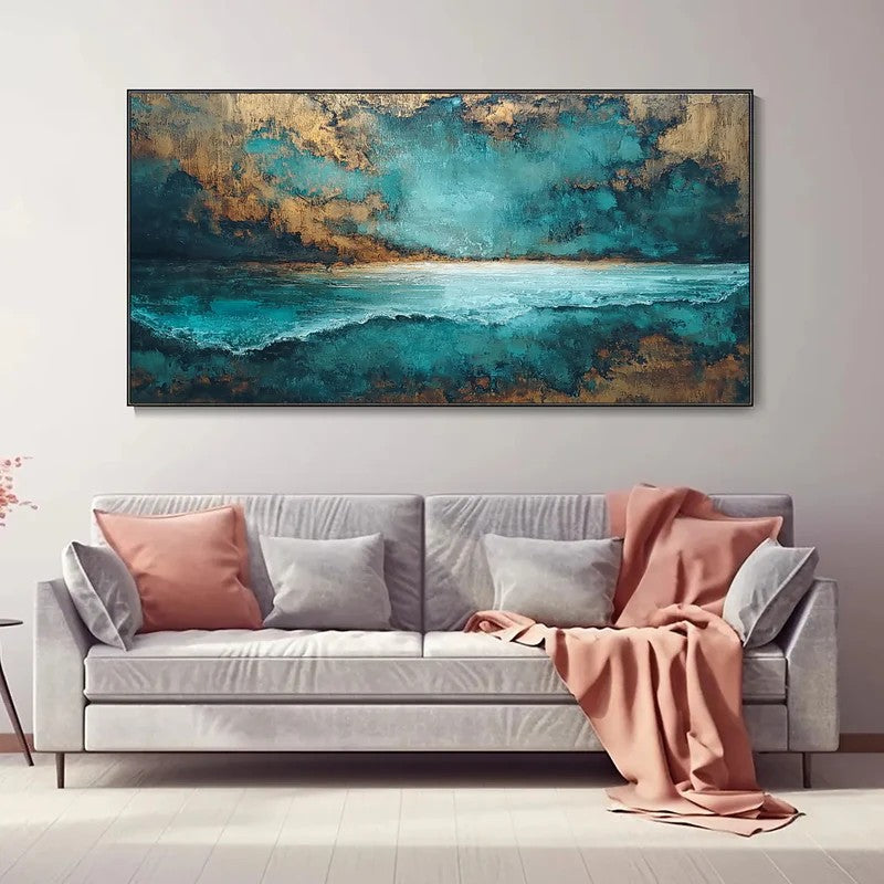 Artura Paint | TEXTURED COASTAL ABSTRACT I TEAL GOLD