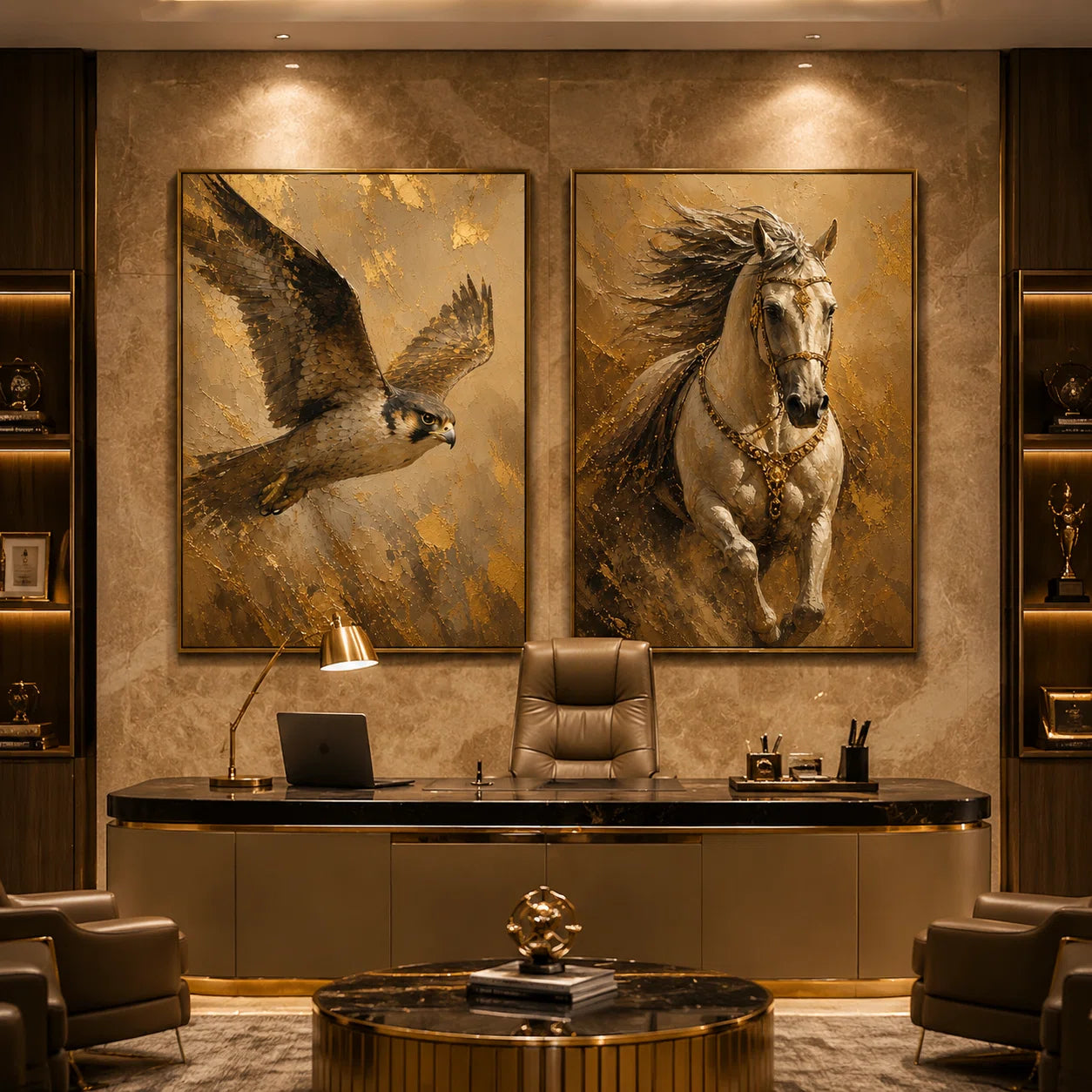 Artura Paint | إرث البلاتين: أصداء متناظرة (مجموعة ثنائية اللوحات مخصصة للعرض الفني)