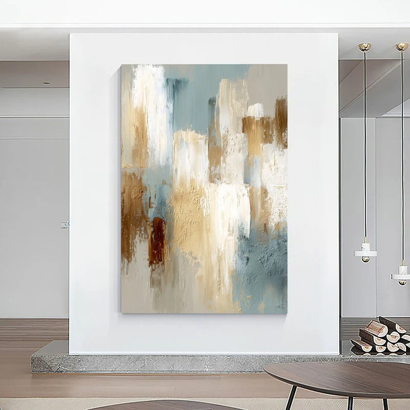 Artura Paint | تناغم ضربات الفرشاة التجريدية I الأزرق والذهبي