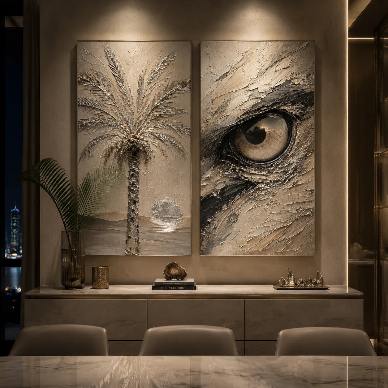 Artura Paint | إرث البلاتين: أصداء متناظرة (مجموعة ثنائية اللوحات مخصصة للعرض الفني)