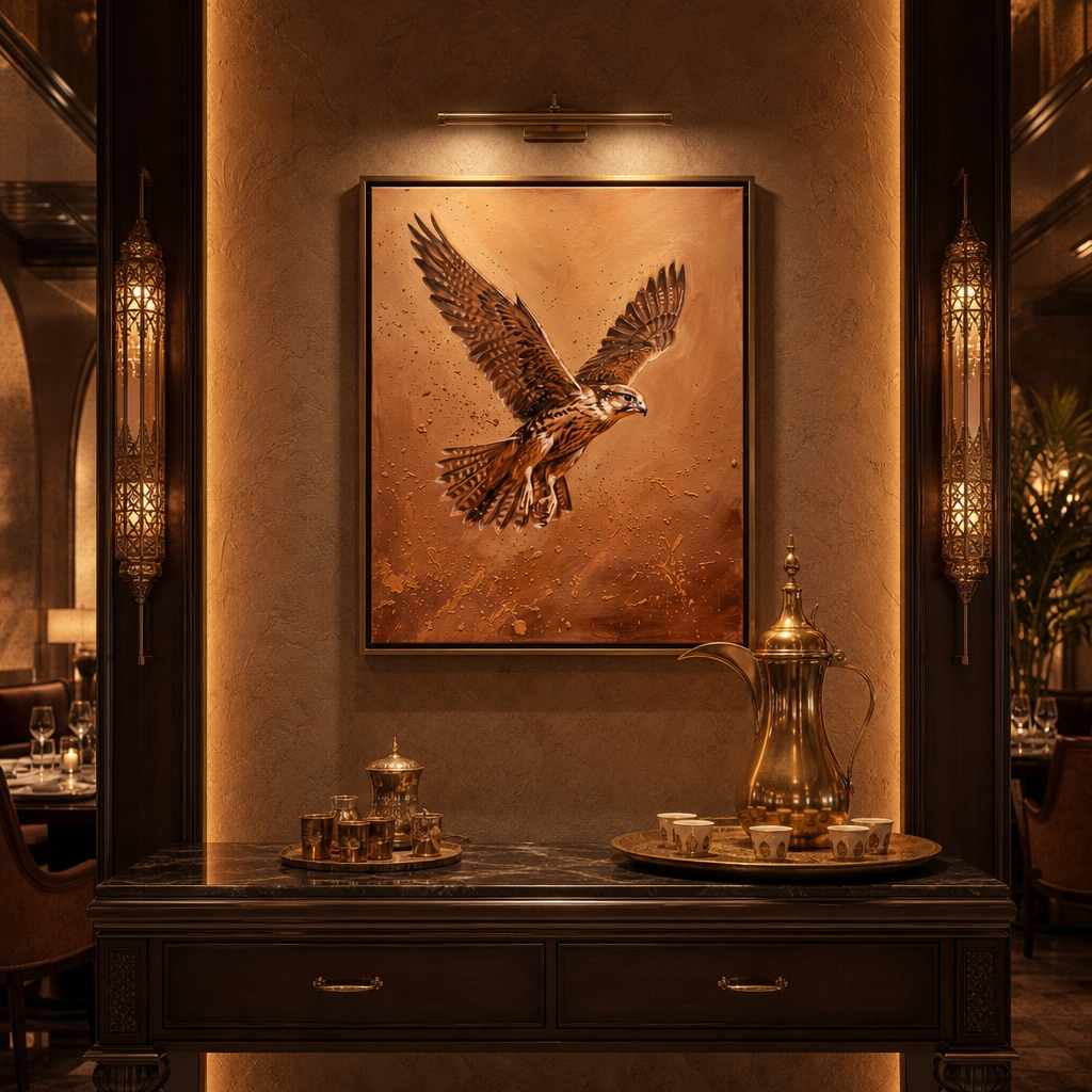 Artura Paint | روح الصقر: لوحة زيتية ثلاثية الأبعاد بلمسة بارزة فاخرة